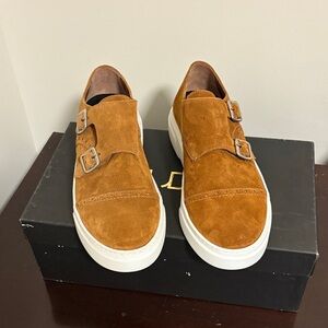 Men's Brown Suede Double Buckle Loafers